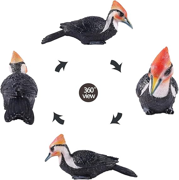 Simulated Woodpecker Sculpture Outdoor Resin Bird Statue, Hanging Tropical Bird, Black-Bellied Woodpecker Sculpture Perfect Courtyard Decoration, Outdoor, Courtyard, Tree Trunk,Large Size: 11 inches