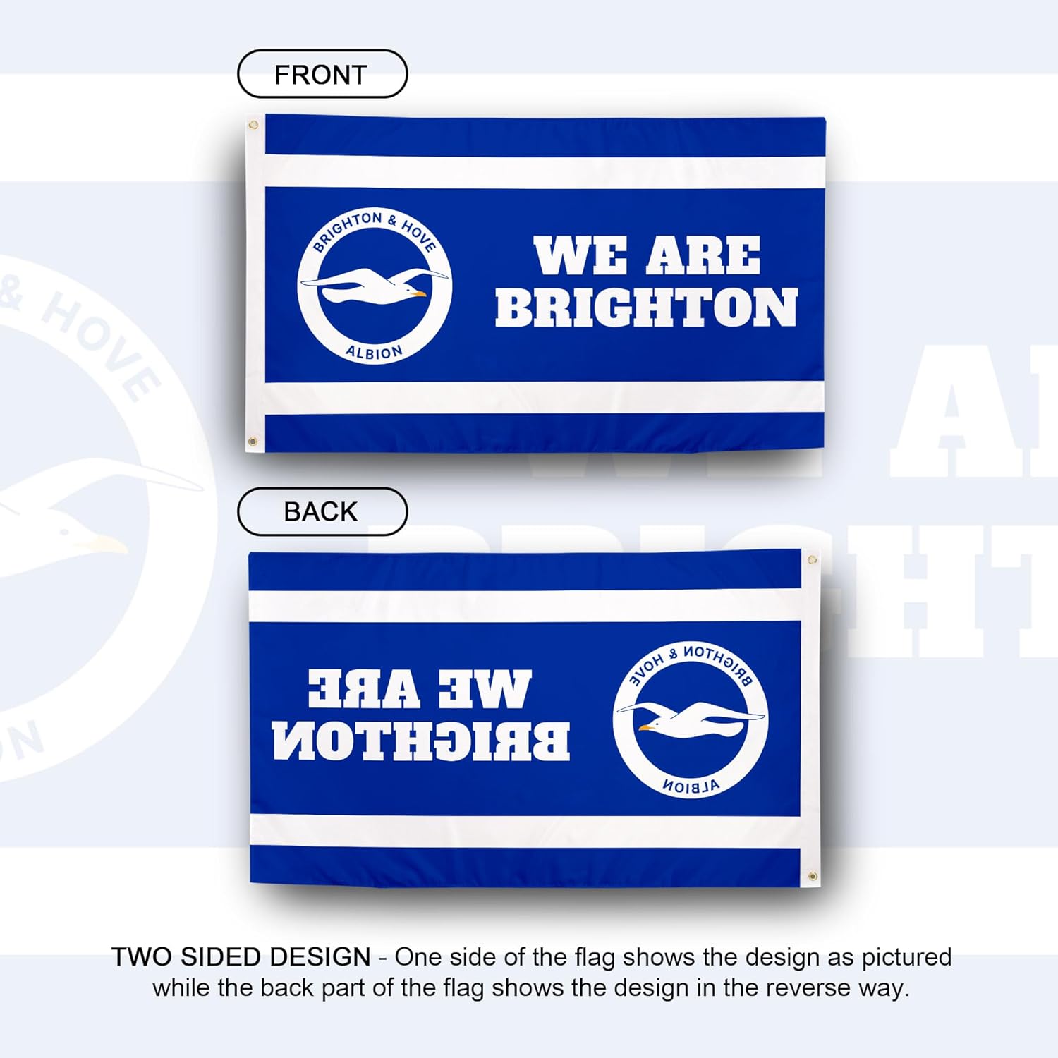 Desert Cactus Brighton & Hove Albion Flag BHAFC Seagulls 100% Polyester Indoor Outdoor 3x5 feet Officially Licensed Gear (Design G)