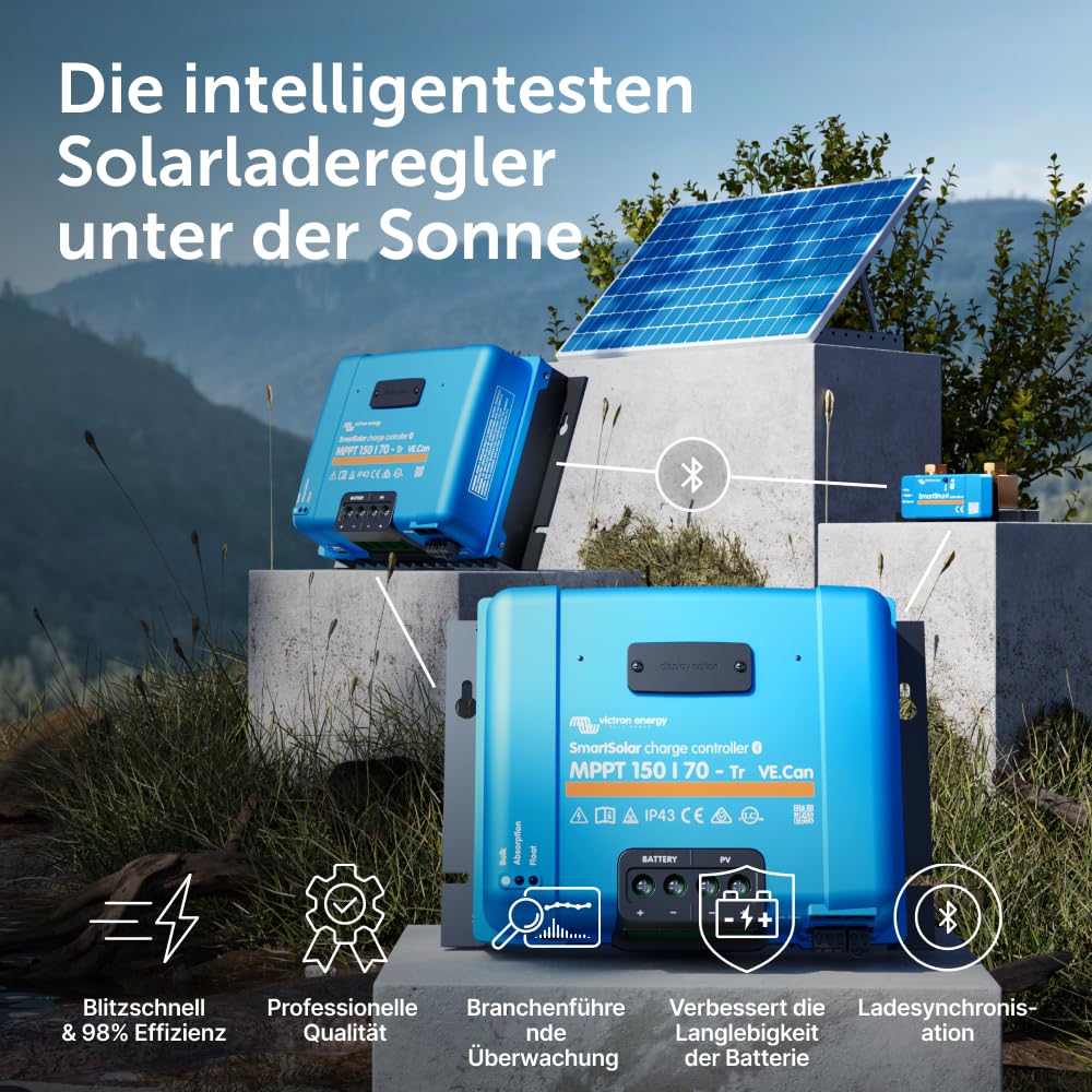 Victron Energy SmartSolar MPPT Tr VE.Can Laderegler (Bluetooth) - Solar Laderegler - 150V 70 Amp 12/24/36/48-Volt