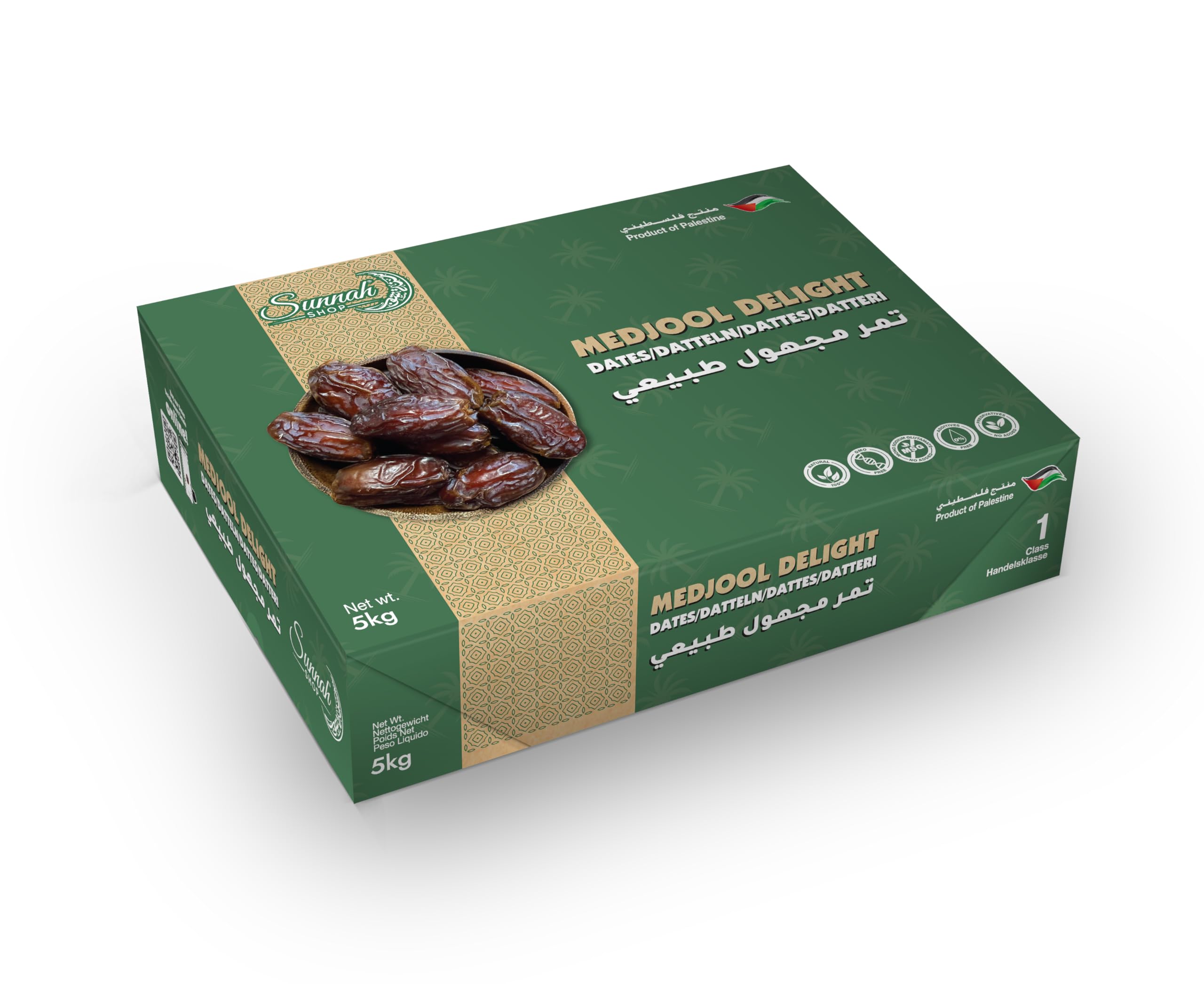 Sunnah Shop® Jumbo Medjool Datteri dalla Palestina 5 kg Medjoul Datteri Delight | Datteri reali del raccolto fresco | sapore unico caramello | 100% naturale senza additivi
