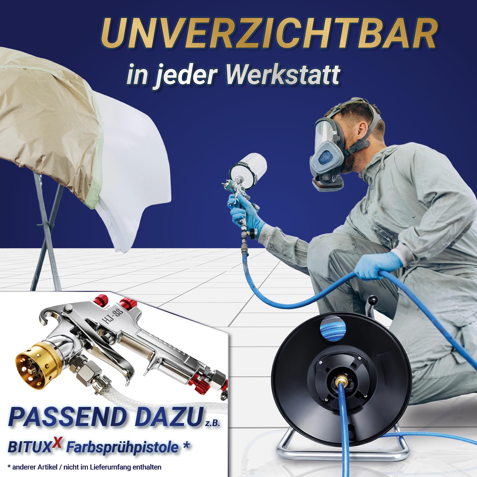 Bituxx Druckluftschlauchtrommel Druckluft Luftschlauch Trommel Aufroller für Kompressor 20 Meter manuell