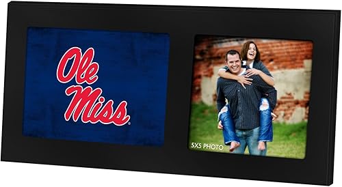 Marco de fotos de collage único negro con logotipo de Mississippi Rebels, de 16 x 8 pulgadas, multicolor