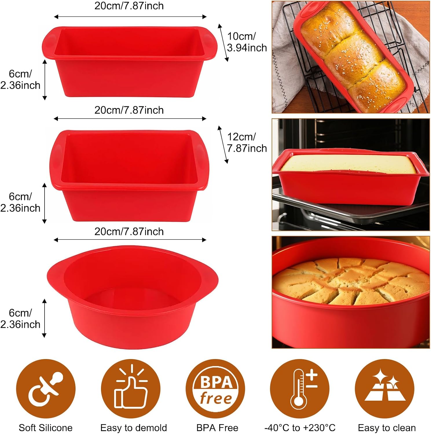 70 x 50 cm Pastry Mat for Spreading Dough, Silicone Kitchen Mat, 3 Stainless Steel Flour Sieves, Kitchen Sieve, Kitchen Vegetable Picks and Silicone Cake Mould, for Pastry Gift Box, Family image 3