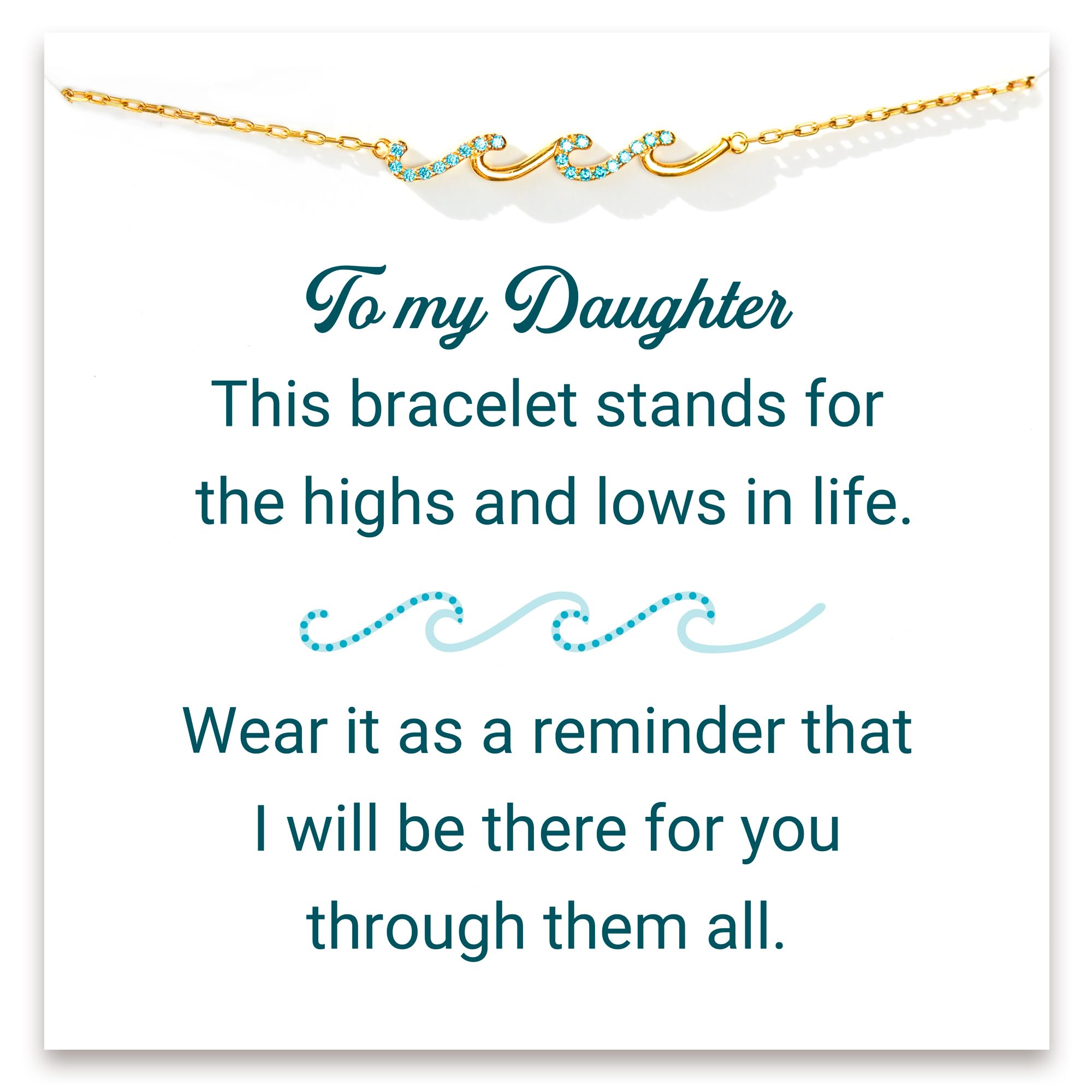 STORYJEWELLERY Daughter Bracelet, Daughter Gifts, Birthday Gifts for Daughters, Wave Bracelet for Adult Daughters