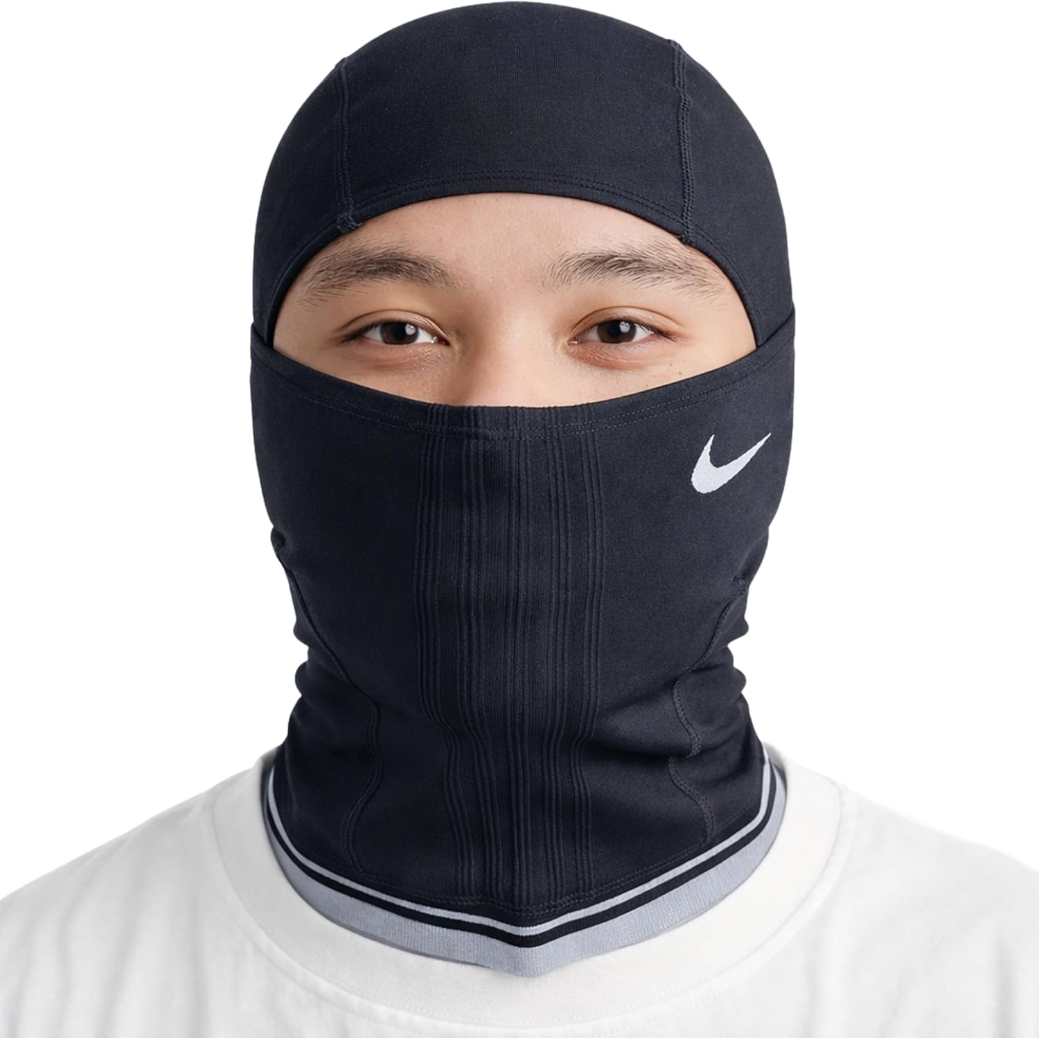 Nike Knit Hyperwarm Hood Unisex – Stylish Striped Knit Thermal Balaclava Face & Neck Warmer for Winter Runs, Rides & Commutes - Image 8
