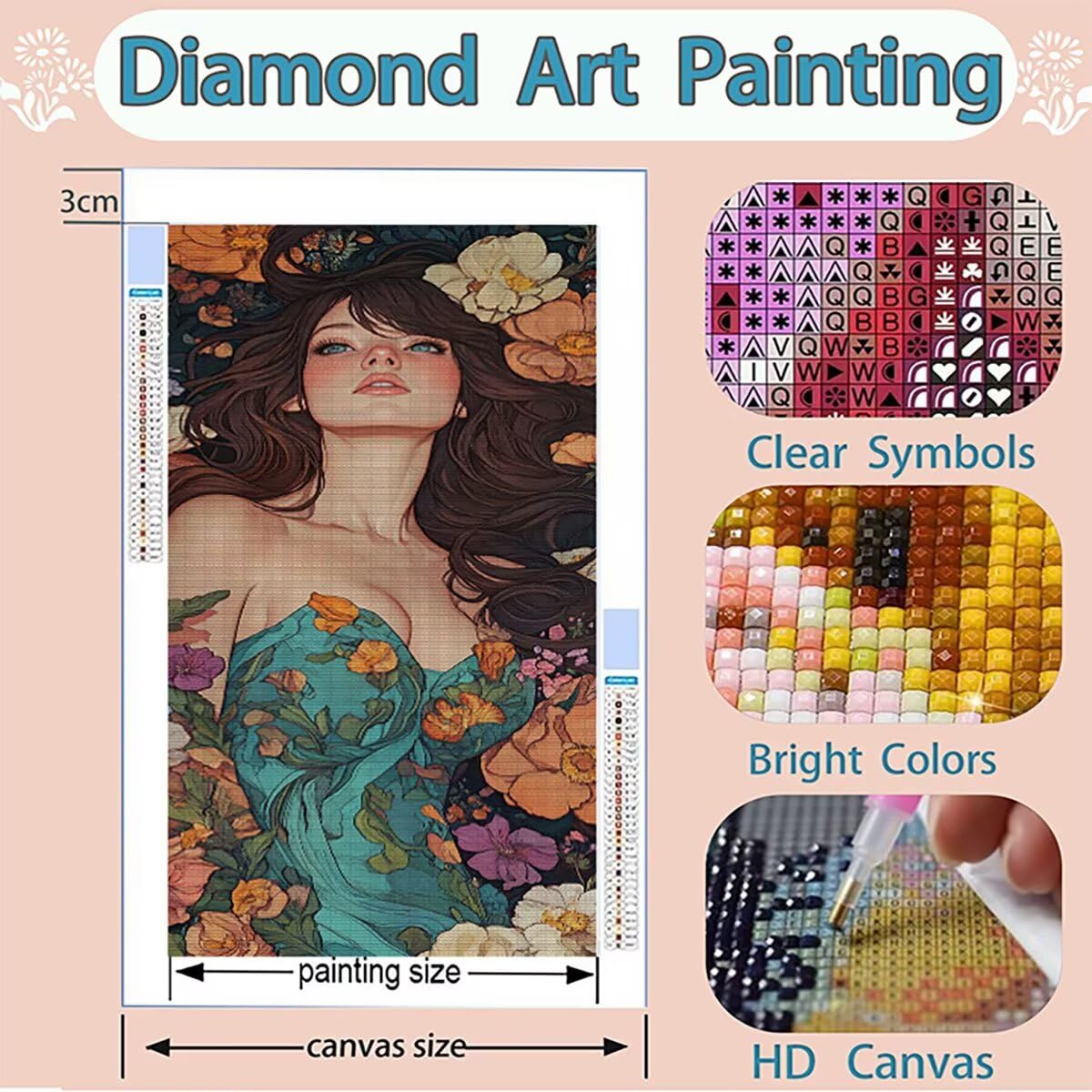 Malarstwo diamentowe dla kobiet, DIY 5D kwiat diamentowy zestaw do malowania dla dorosłych, DIY diamentowe malowanie dzieci dla początkujących, zestawy do malowania diamentami z koralikami do