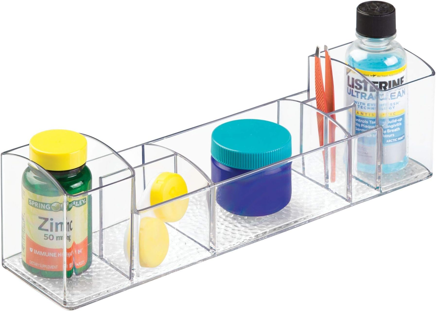 43030 Med+ 12" Plastic Divided Vanity Medication and Bathroom Accessory, 12" x 3" x 3.5", Multi-Level Organizer