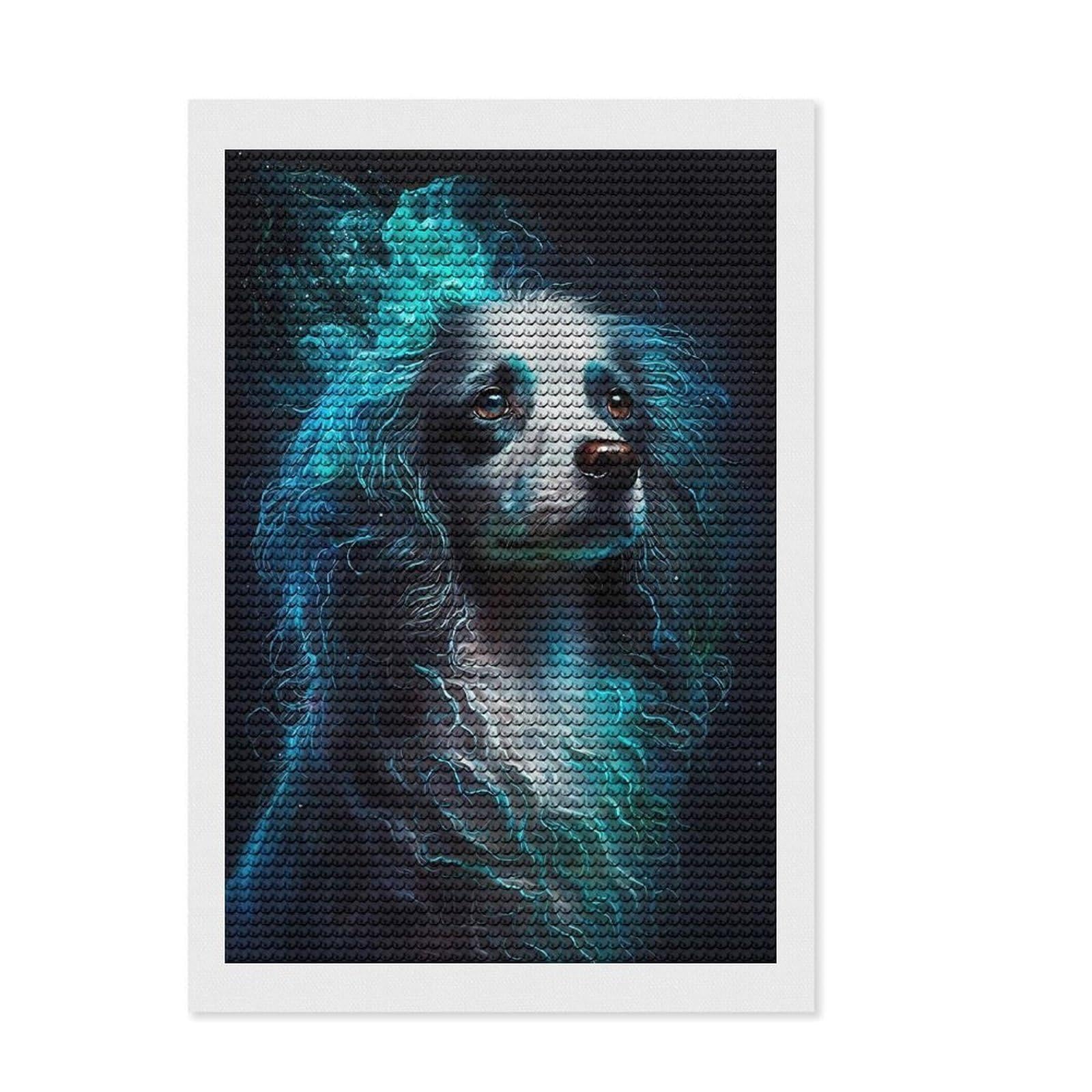 Junmoney Poodle Dog Visionary Diamond Art Kit 8"x12", for Craft Lovers, Modern Decor, Calming Craft to Unwind, Birthday Gift, Easy to Enjoy
