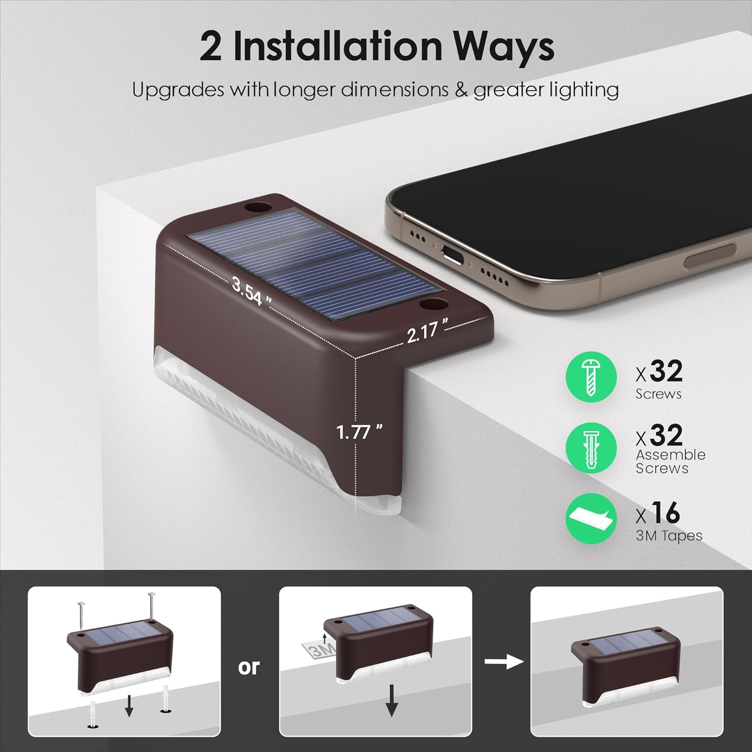 SOLPEX Solar Fence Lights Outdoor, Solar Step Lights Waterproof LED Deck Lights for Stair, Balcony, Railing, Front Porch, Yard, Garden and Patio Decor (8 Pack Warm White)