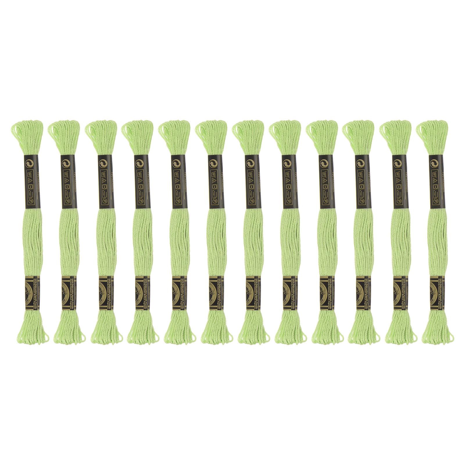 HARFINGTON 12 Skeins Embroidery Floss 8.75yds(8m) Egyptian Long-Staple Cotton Cross Stitch Thread for Sewing DIY Bracelet Yarn String and Crafts, Light Green(6014)