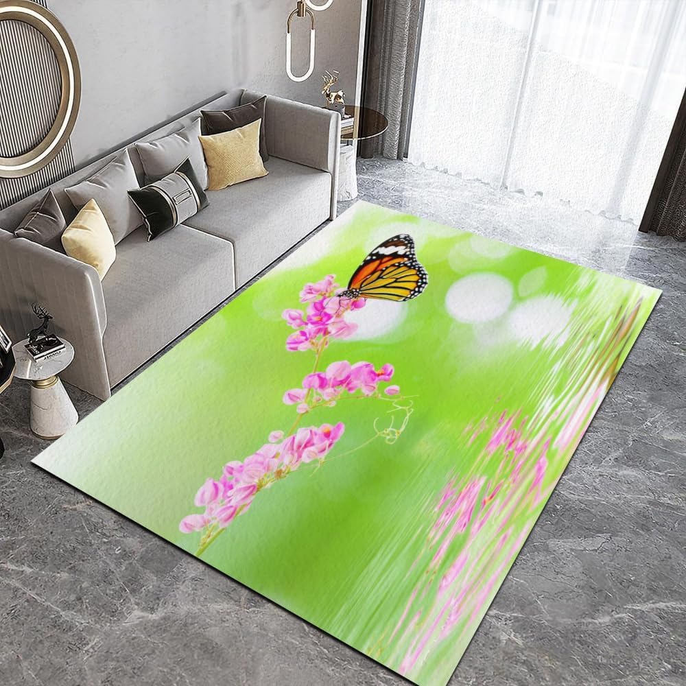 Tapis papillon 3D floral coloré de salon moderne et chambre 100 x 200 cm antidérapant