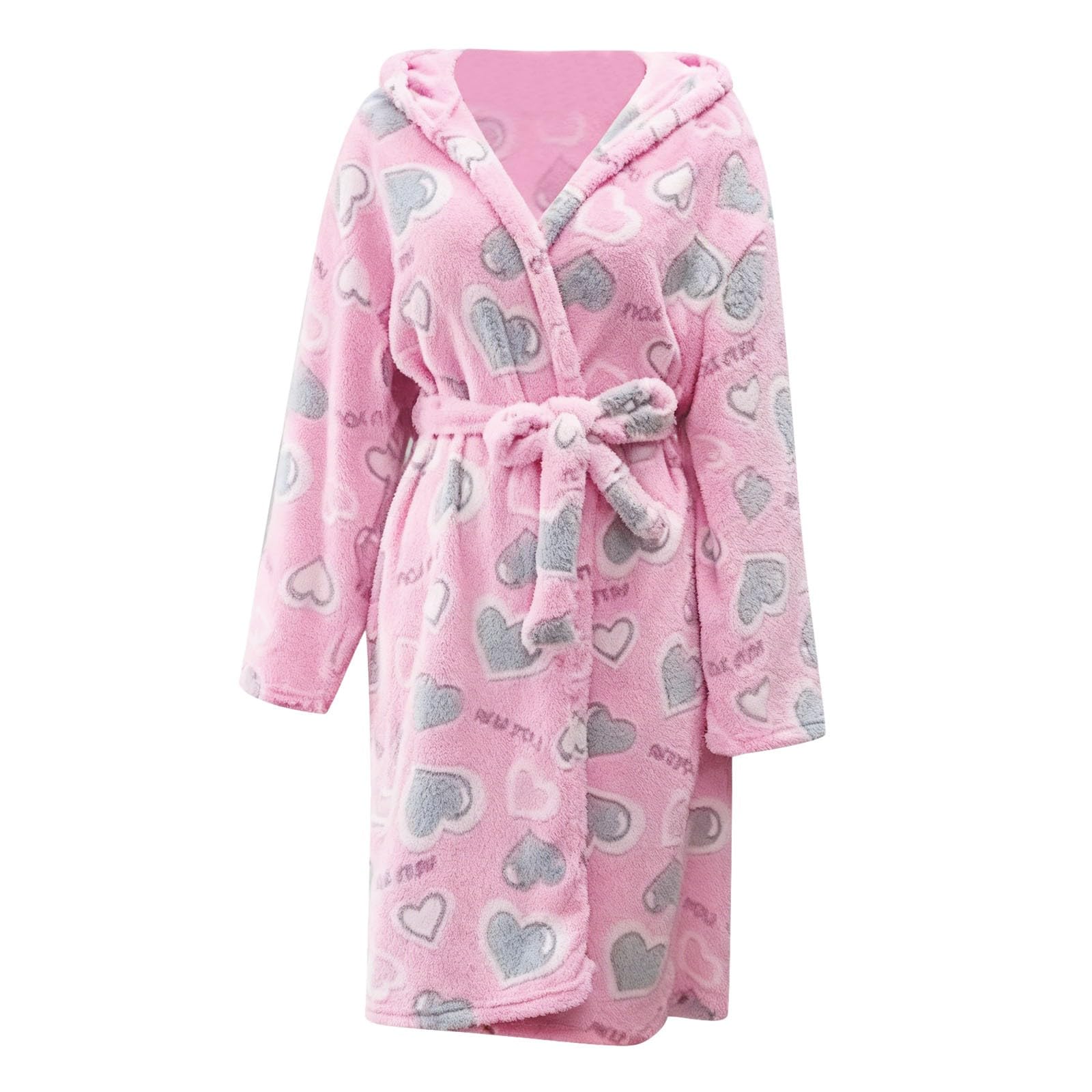 Generisch Albornoz de franela para mujer, con estampado de estrellas, mullido, suave, forro polar, camisón largo y ajustado, ropa de dormir gruesa