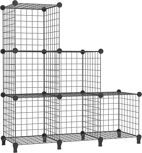 AWTATOS Organizador de almacenamiento de cubos de alambre rejillas de metal estante de 9 cubos estantería apilable para armario organizador modular
