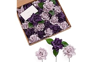 Artificial Ling's Moment Flowers with Stem in Dark Purple for Weddings, Bouquets, and DIY Decorations