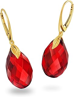 [Amber by Mazukna] 琥珀 ピアス レッドアンバー ＜専用ジュエリーボックス付き＞ Silver925 ゴールドプレーティング金具 レバーバック開閉式 レディース 軽量 上品なジュエリー ギフト 品質保証書付属