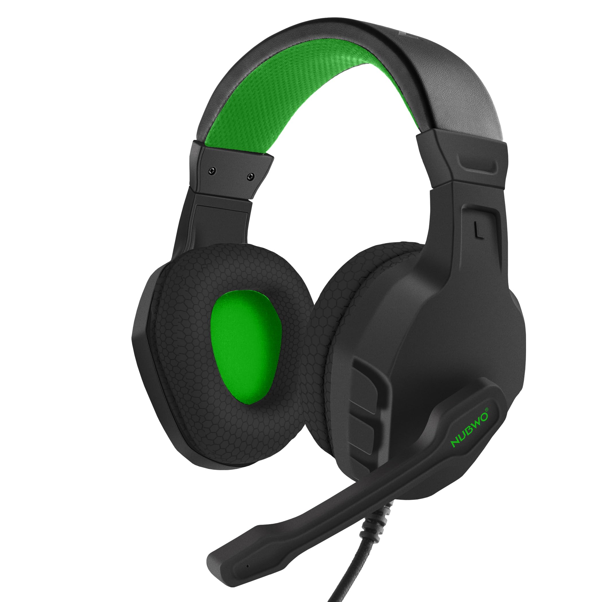 NUBWO U3 Gaming Headset with Mic for PC, PS4, PS5, Xbox1, Mac, Switch, Wired Over-Ear Gaming Headphones with Mic Clear Call, Lightweight & in-Line Control-Green