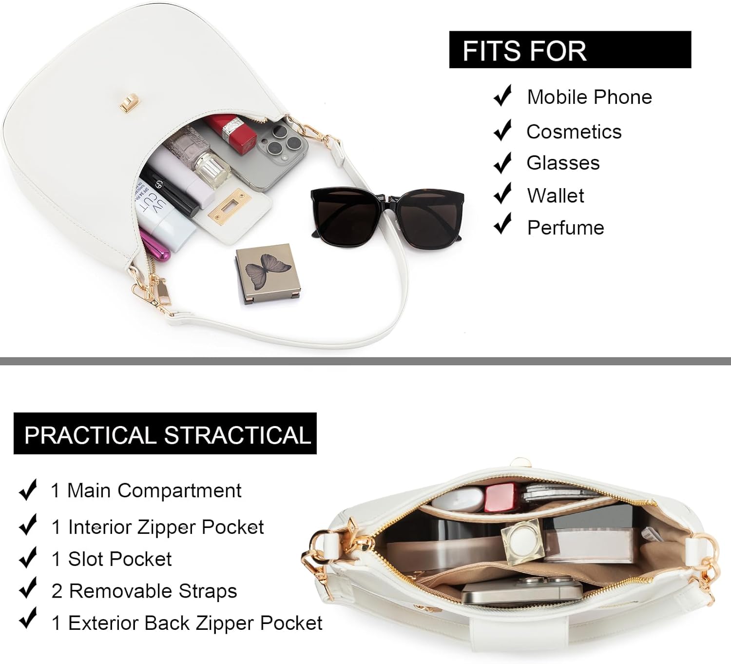 NIUEIMEE ZHOU Crescent Shoulder Bag for Women Retro Vegan Leather Crossbody Bags Tote HandBag Underarm Purses - Image 6