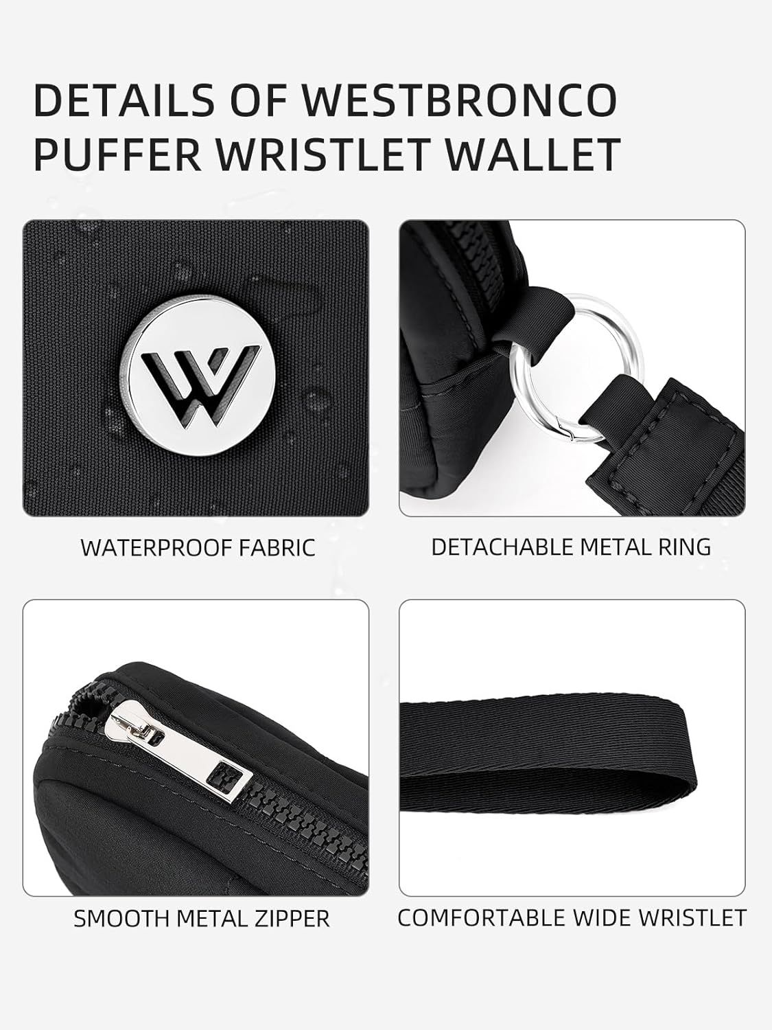 WESTBRONCO Puffer Wristlet Wallets for Women RFID Nylon Wallet with Zipper Quilted Purse for Travel Credit Card Holder Phone - Image 6