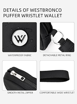 WESTBRONCO Puffer Wristlet Wallets for Women Nylon Wallet with Zipper Quilted Purse for Travel Credit Card Holder Phone