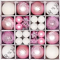 Vista 1 de 44 bolas de Navidad, decoración de árbol de Navidad, adornos para colgar en el árbol de Navidad, surtido, rosa y blanco