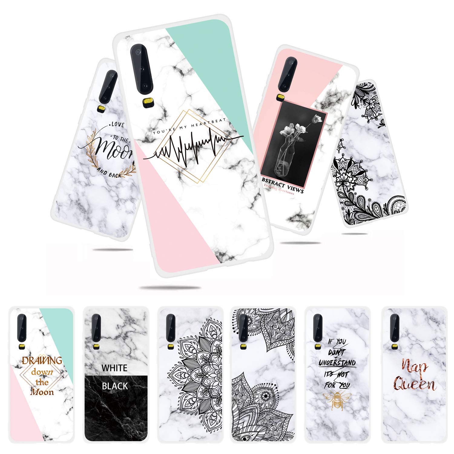3X Marmo Cover per Huawei P30 Lite Silicone Morbido