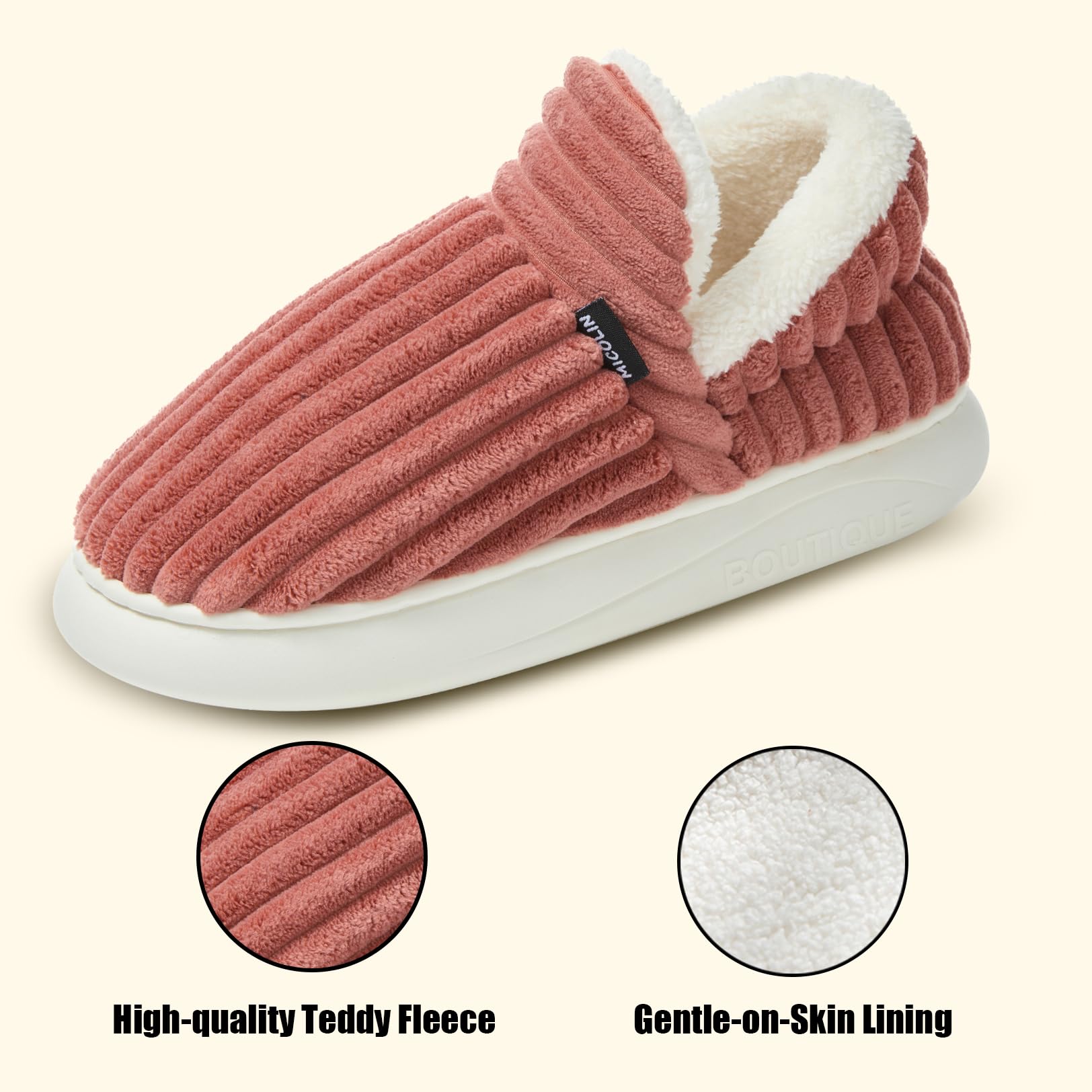 Misolin Pantofole Donna Invernali Peluche Ciabatte Casa Comode Pelose Inverno Scarpe Autunno Memoria Schiuma Antiscivolo Suola Cotone Morbida