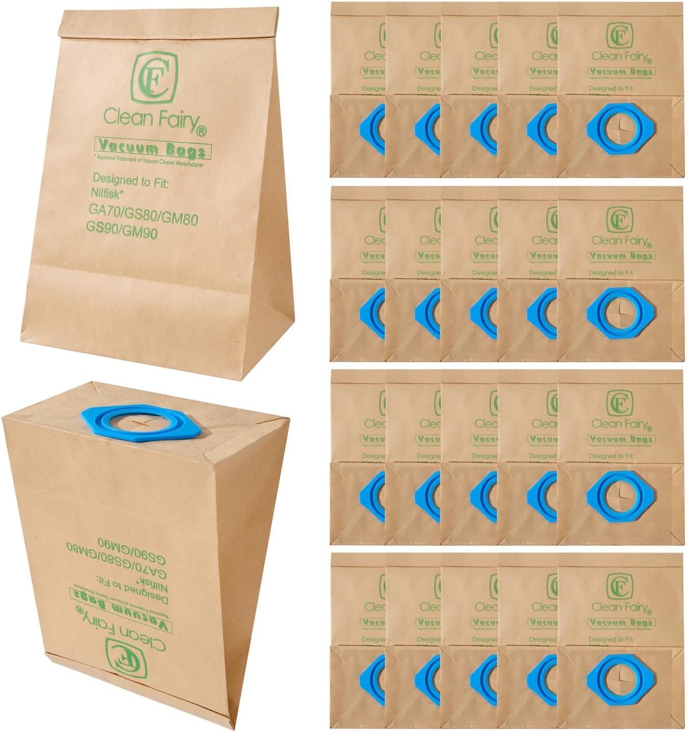 Vacuum Cleaner Dust Bags Compatible With Nilfisk TELLUS GM80 GM90 GS80 GS90 GA70 Replacement for part# 82095000 (Pack of 20)