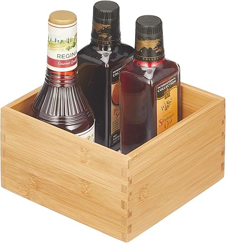 Miniatura 7 de mDesign Organizador de despensa de bambú para gabinetes de cocina, multiusos, uso en cajones, encimeras, estantes o en despensa, paquete de 2,