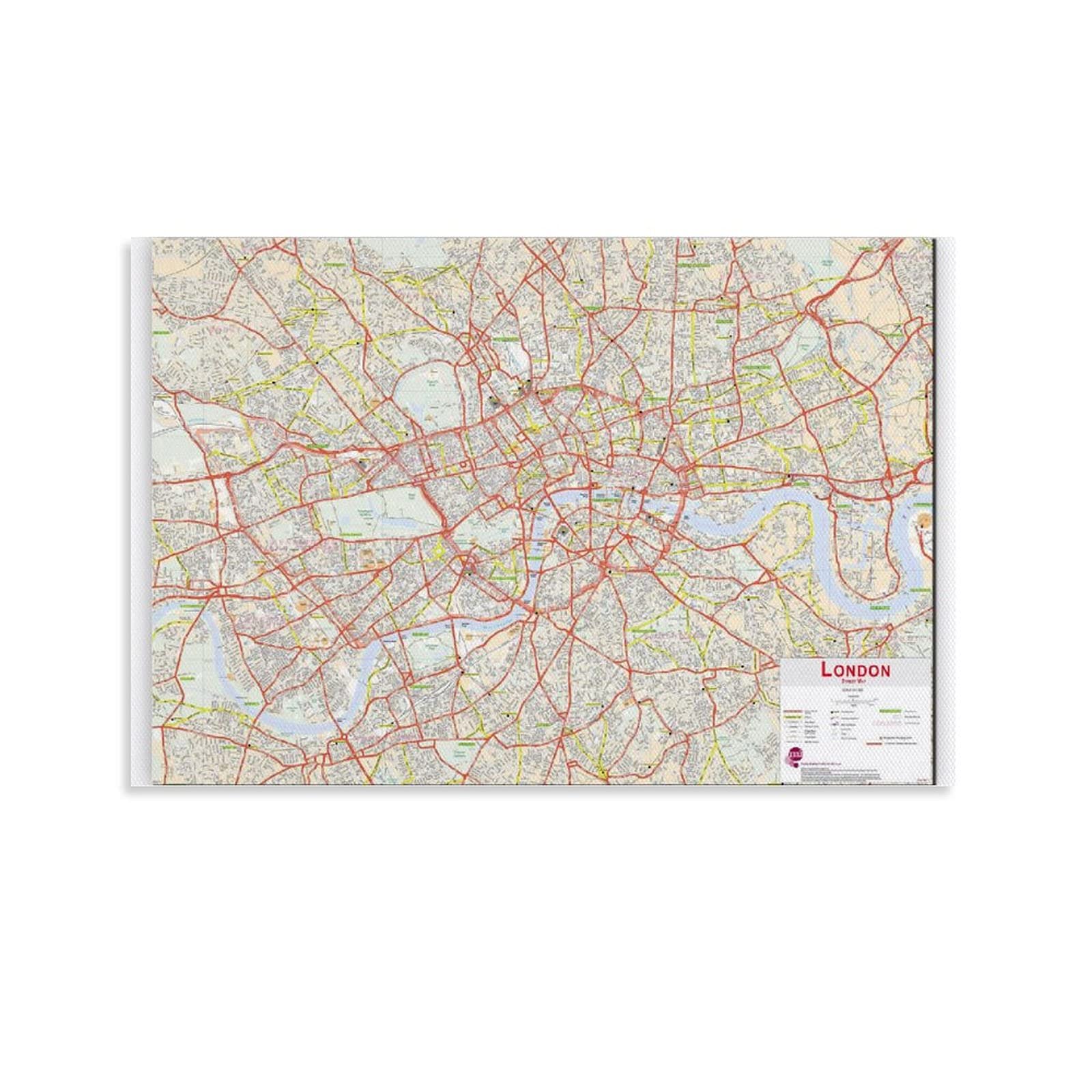 Hellove Unframe-Style1 Large Central London Street Wall Map Poster Decorative Painting Canvas Wall Art Living Room Posters Bedroom Painting 24X36inch(60X90cm)