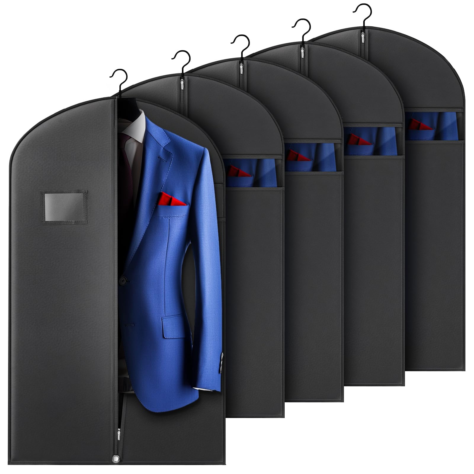 5 Pack 40-inch Suit Bag Garment Bag for Travel and Storage Garment Bags for Hanging Clothes with Zipper
