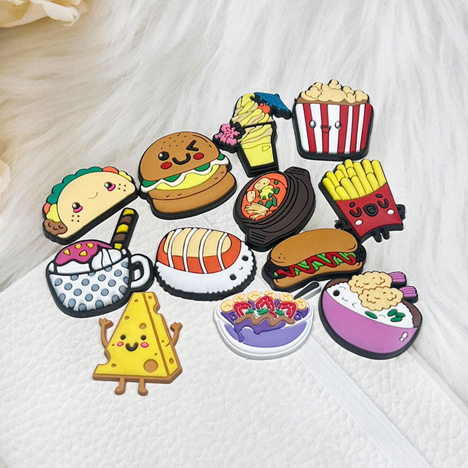 Comida Encantos del Zapato 21PCS Cute Cartoon Zapato Decoración Croc Charms para Niñas Mujeres Niños Adultos, Regalo para Fiesta de Cumpleaños