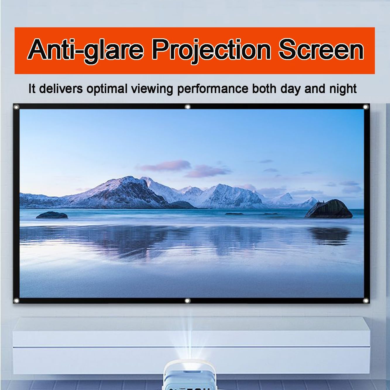 Schermo per Proiettore da 50-130 pollici, Proiettore HD 16:9 per Esterni per Giardino,Campeggio,Schermo Cinematografico Portatile Pieghevole per Camera da Letto, Home Theater(100inch)