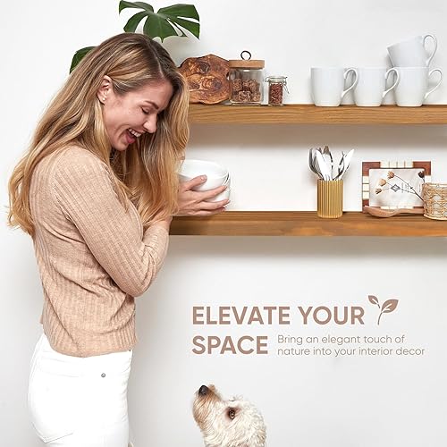 Vista 223 de Homeforia Estantes flotantes de madera de 36 pulgadas, estante flotante grande de madera natural maciza de alta gama de 36 pulgadas, estantes
