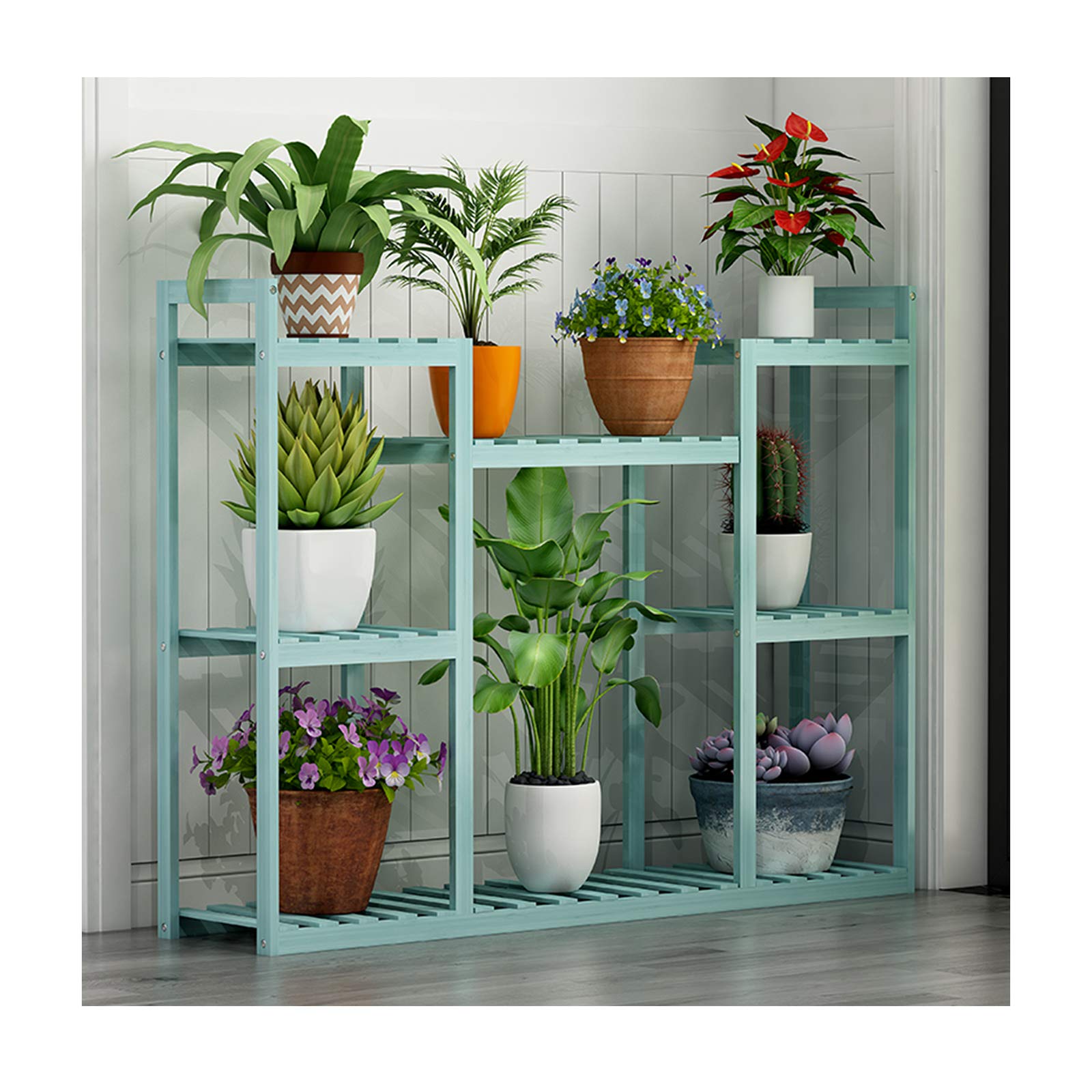 Soporte De Planta De Esquina Para Interiores, Soporte De Escalera Para Plantas De Madera Para Interiores Y Exteriores, Soporte De Exhibición De Flores Balcón Para Jardín Patio Balcón Sala De