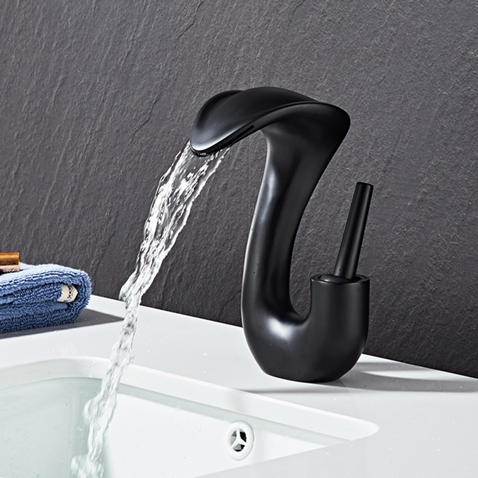 Mitigeur d'évier noir court cascade durable pour éliminer les fuites de vasque