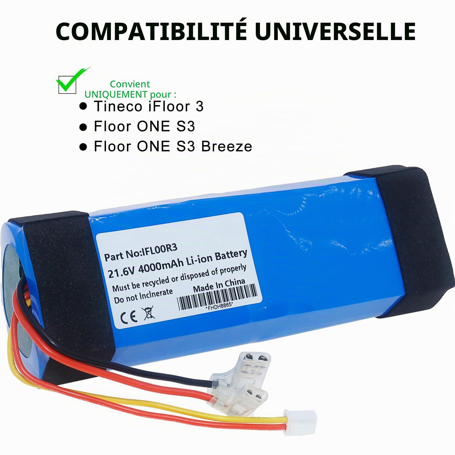 XITAIAN Batterie de Rechange 21.6V 86.4Wh 4000mAh Li-ION Batterie pour Tineco iFloor 3, Floor One S3, Floor One S3 Breeze