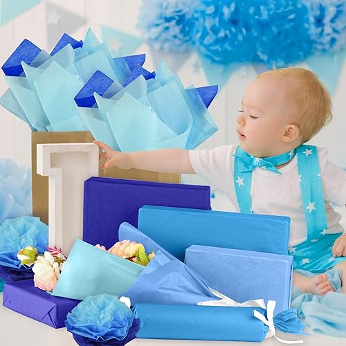 Miniatura 5 de NEBURORA 108 hojas de papel de regalo azul para graduación, papel de seda a granel para Pascua, cumpleaños, boda, Navidad, vacaciones, embalaje y