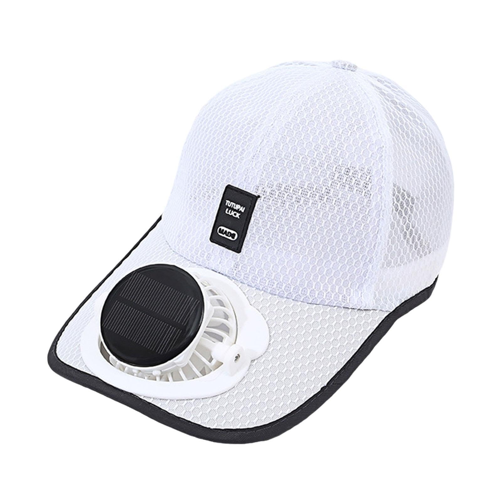 FABLOFT Sun Visor Hats with Fan Cooling Fan Hat Solar or USB Charging Detachable Fan White-picture-21