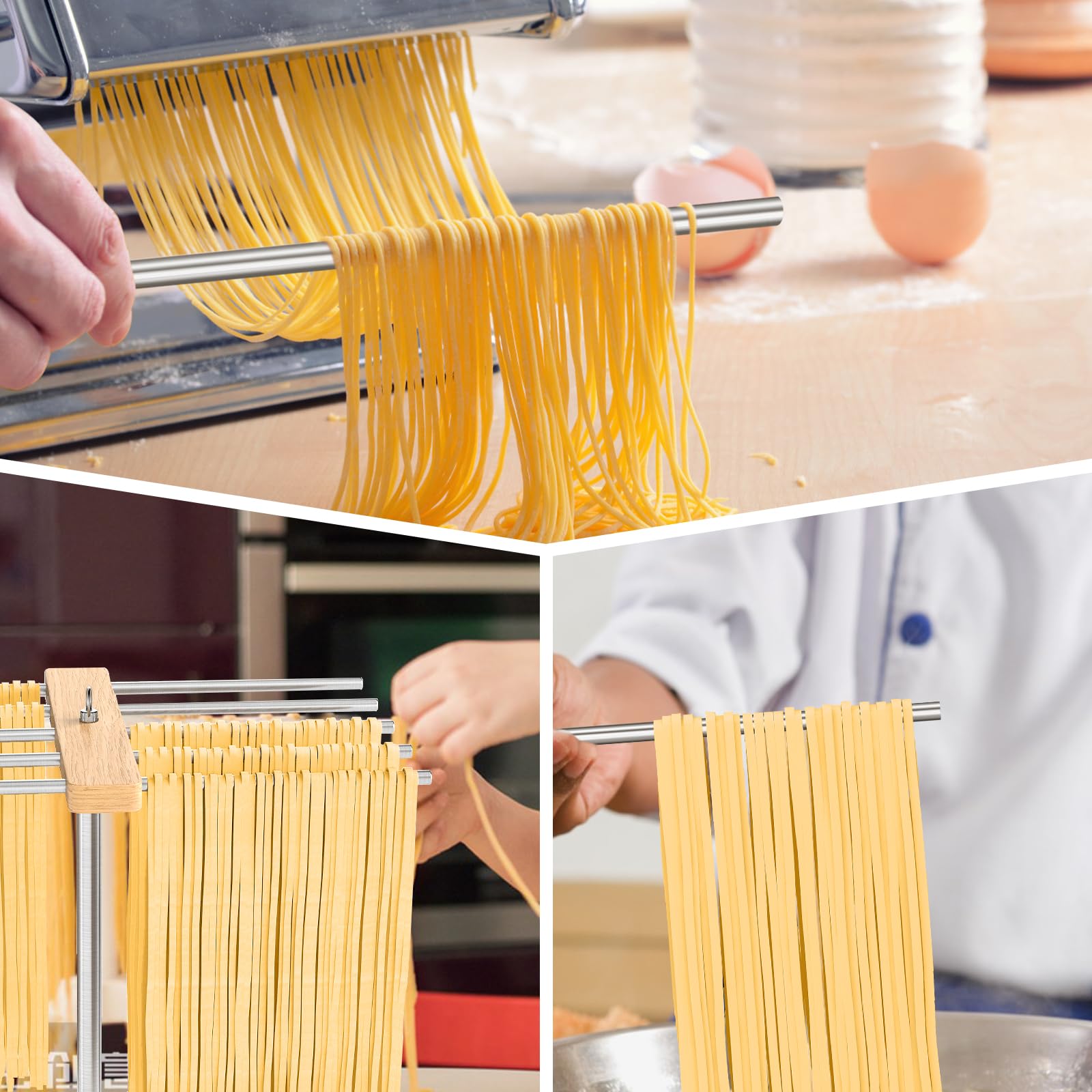 Relaxdays pasta droogrek bamboe, 12 armen, vouwbaar, 41 cm hoog, om