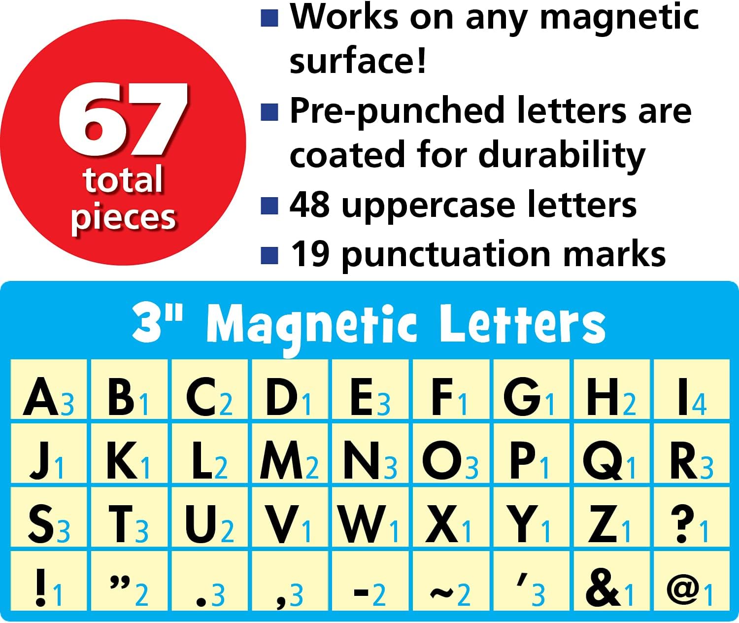 Teacher Created Resources Black Funtastic Font 3" Magnetic Letters (77214)