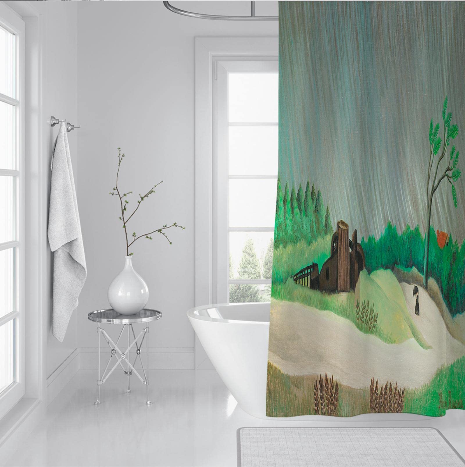 Zasłona prysznicowa Henri Rousseau słynny obraz drukuje zasłony prysznicowe wodoodporny poliester zestaw zasłon łazienkowych z hakiem 220W x 180L