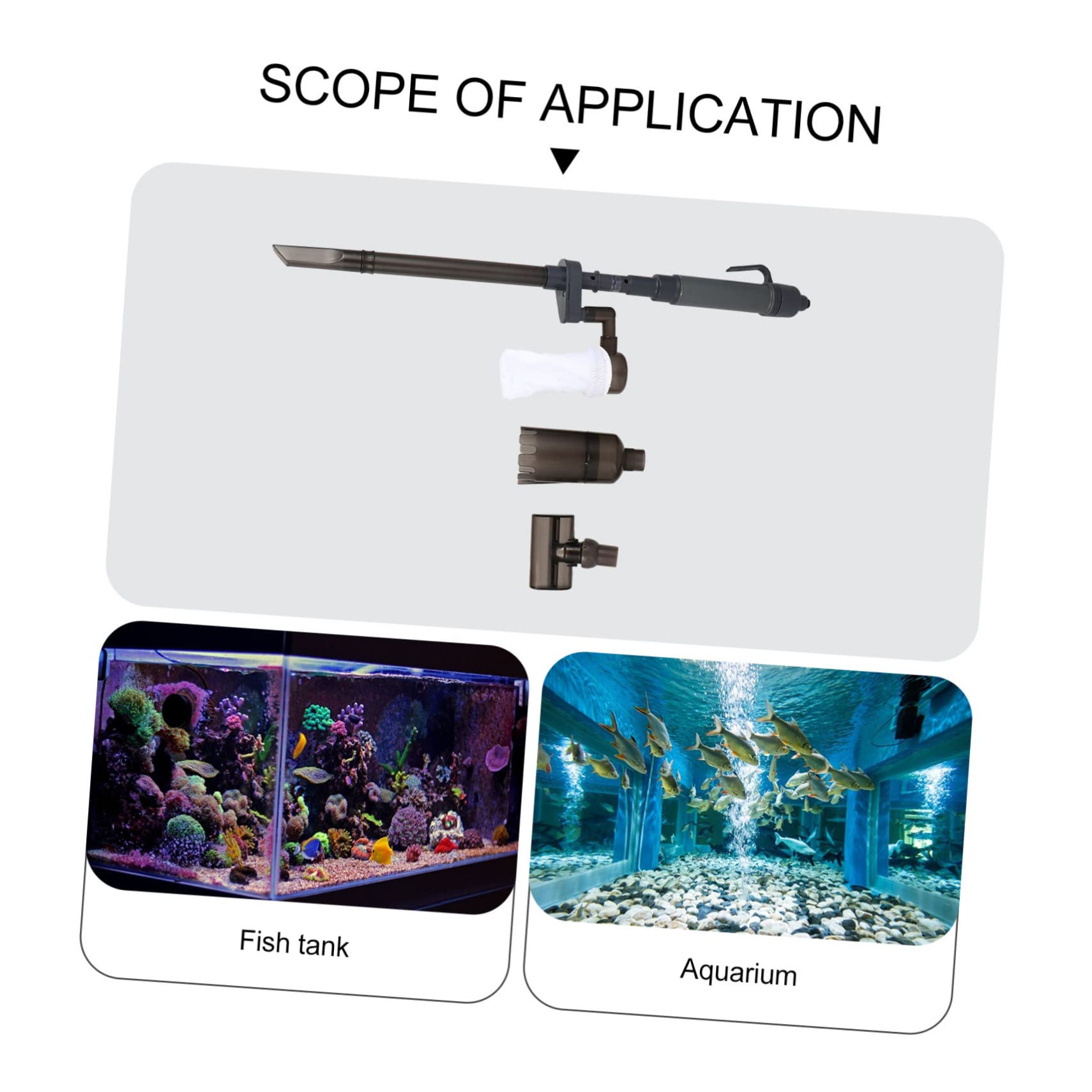 POPETPOP Limpiador de Peceras Eléctrico Tubo Telescópico Ajustable para Cambiar Agua y Lavar Arena en Acuarios de Plástico Negro