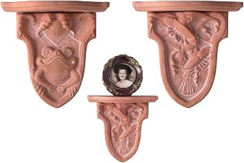 JBK Pottery Wall Sconce Ceramic Vintage Farmhouse Mount Fixture for Indoor Plants, Outdoor Hanging Planter, Rustic Terracotta Decor, Nature-Inspired Decorative Shelf for Patio Terra Cotta, Set of 2