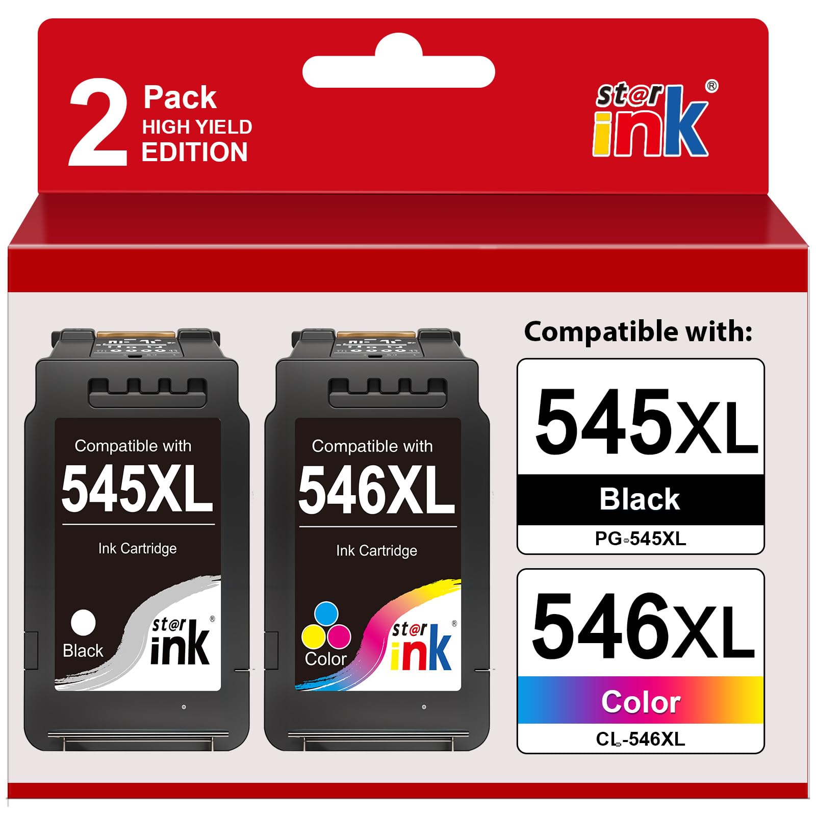 PG 545 CL 546 XL PG-545XL CL-546XL Ersatz für Canon Druckerpatrone 545 546 | 545XL 546XL Multipack Kompatibel für Canon pixma MX495 TR4550 TR4551 MG2550s MG2555s TS3150 TS3151 TS3350 Patronen,2 Pack