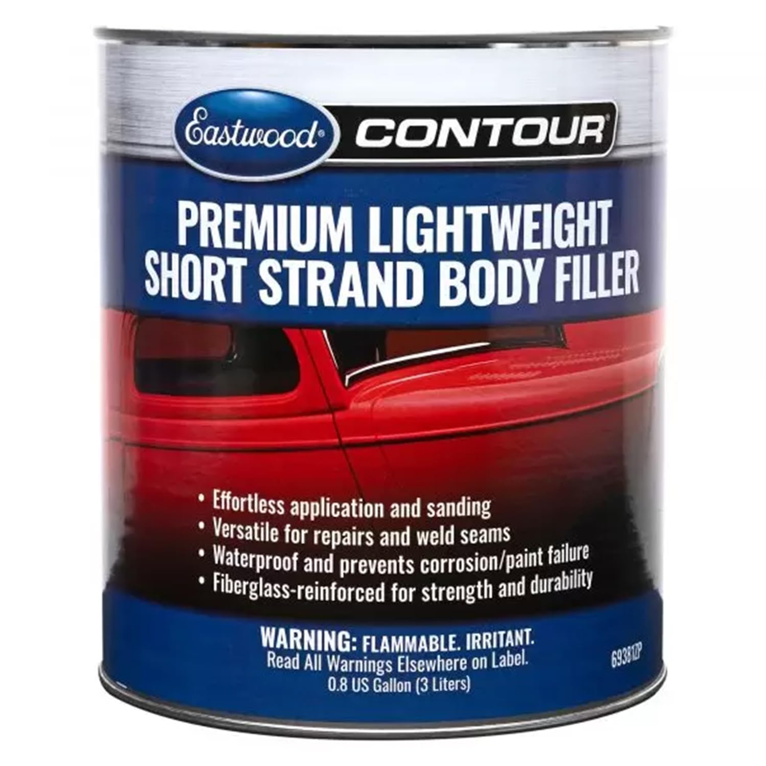 Eastwood Contour Premium Automotive Short Strand Body Filler | Lightweight Creamy Formula Fiberglass Reinforced Body Fillers for Car Bodyworks | Ideal for Body Holes, Tears, Cracks Holes & Dents | 3L