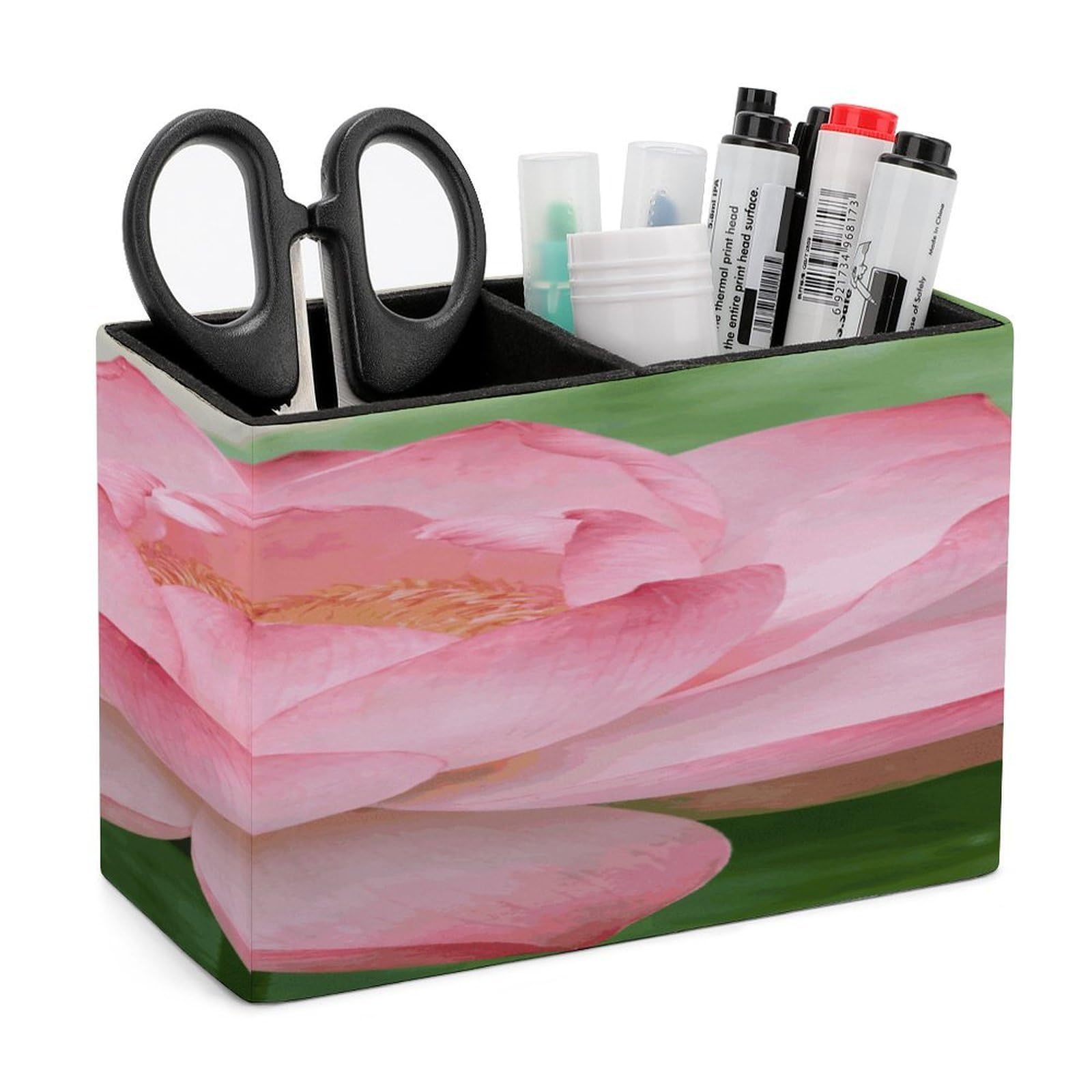 LZQPOEAS Displaying Pen Holder Double Compartments Pen Cup Makeup Brush Holders Leather Pencil Holder Locker Organizer for Work Locker Accessories Modern Pencil Cup for Desk
