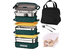 Thermo Lunch Bag for Adults: 74oz Bento Box, Dividers, Utensils, Microwave Safe