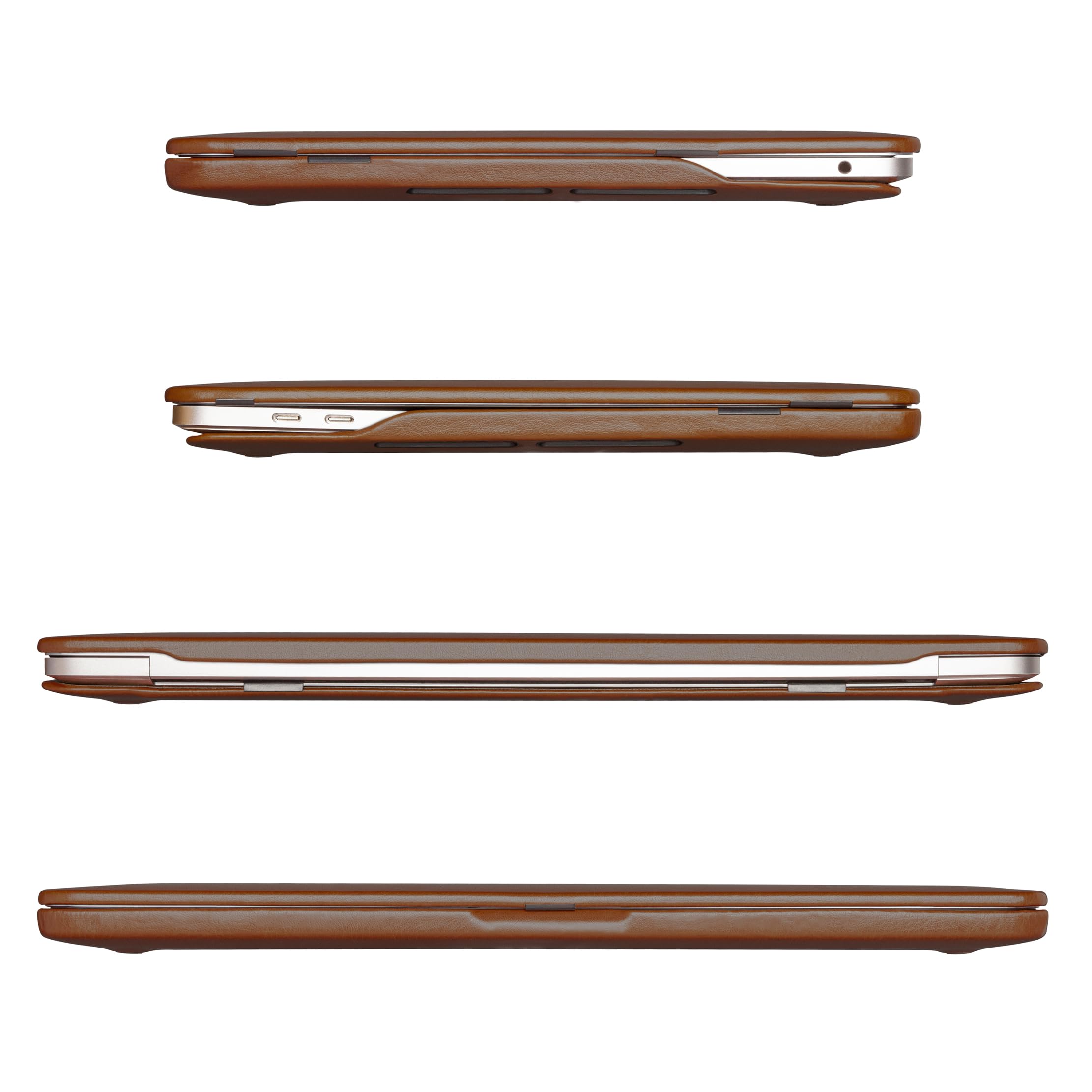 Dreem Euclid MacBook Pro Case - Housse Rigide pour Ordinateur Portable 13 Pouces MacBook Air 2022 (M2), Cuir végétal de Luxe, Couverture supérieure et inférieure - Chocolat