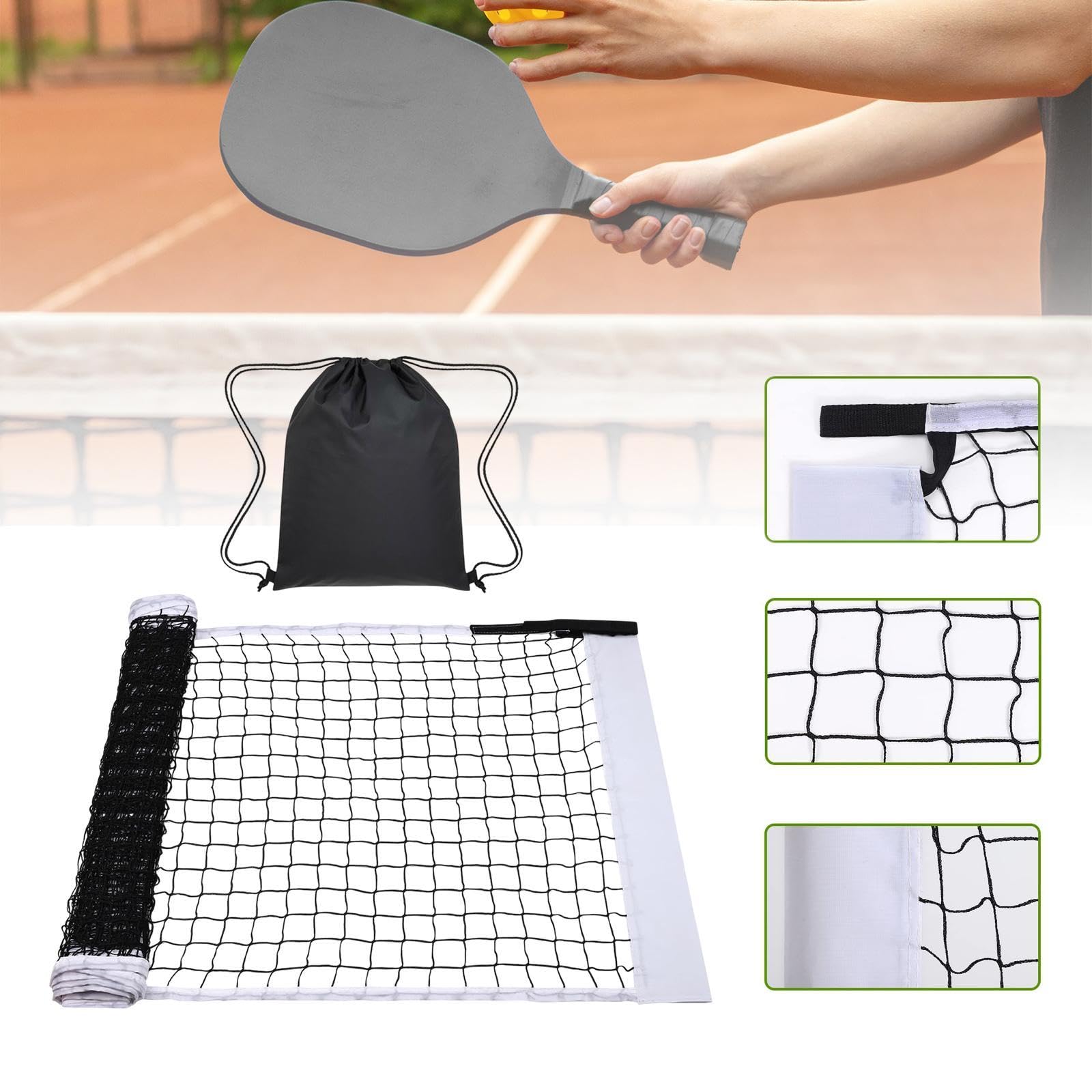 Vaveren Portable Pickleball Net Regulation Size 22x3ft for Each Weather Conditions Folding Design Lightweight Sports Net for Backyard