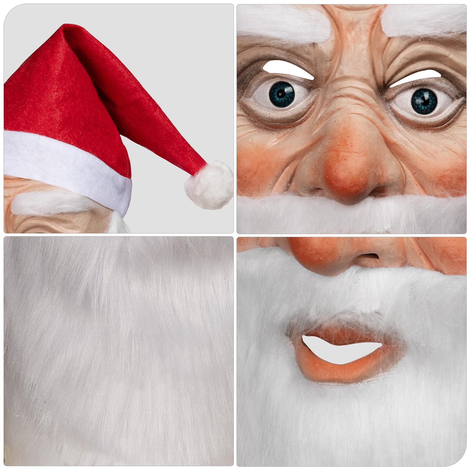 GalhanEhe Christmas Santa Mask,Santa Hat and Beard, Latex Santa Face Mask Cosplay Costume Accessories for Adult and Teenager - Image 3